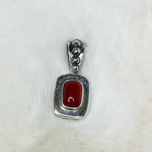 Sterling Silver Pendant with Red Coral Stone